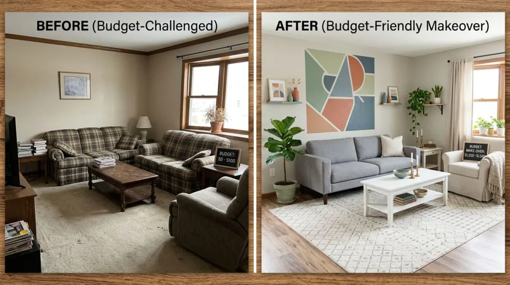 Affordable room decoration ideas with a budget-friendly makeover.