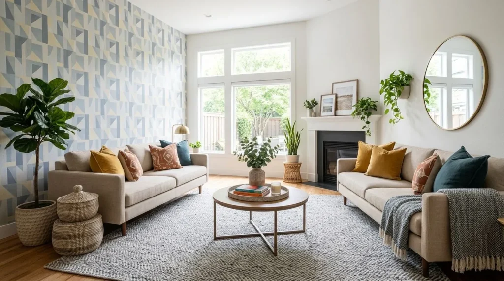 Affordable home décor ideas featuring budget-friendly accessories for a stylish living room.