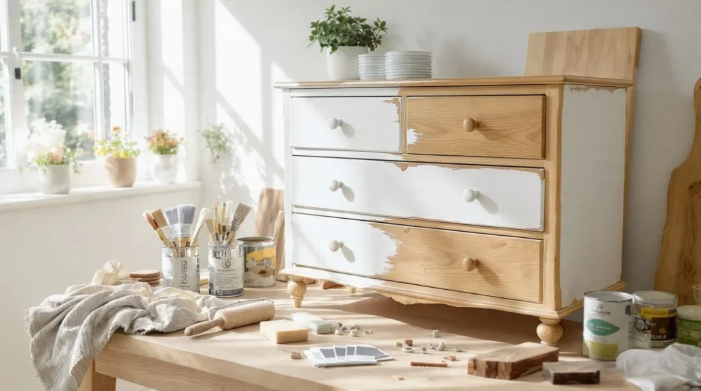 DIY furniture makeover using chalk paint on a budget