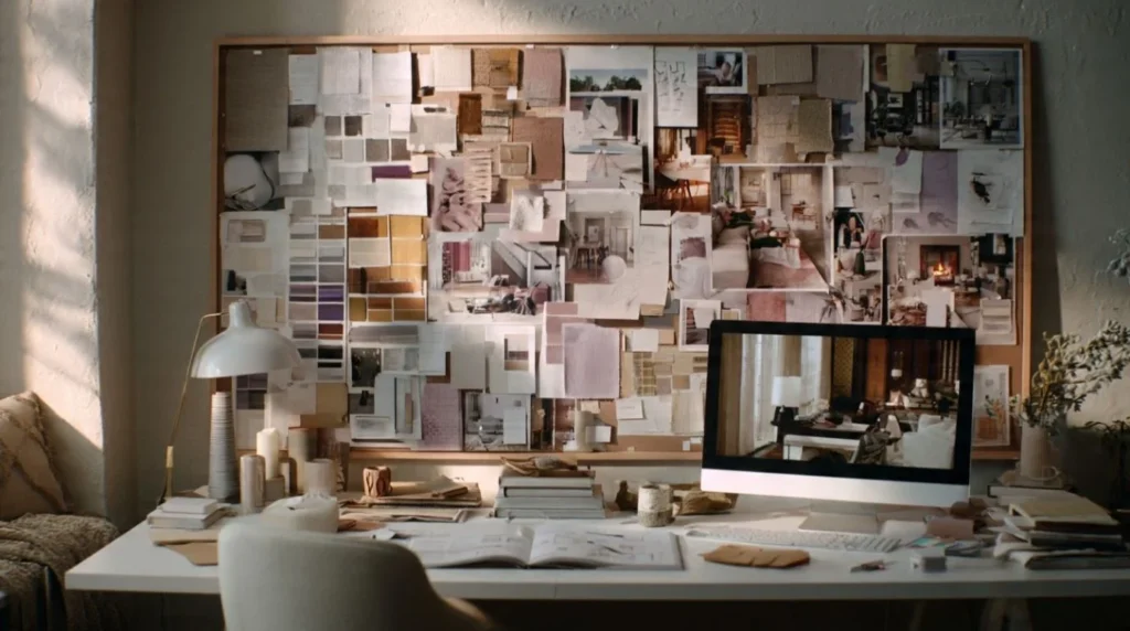 Home decor style mood board with modern and Scandinavian interior design inspiration