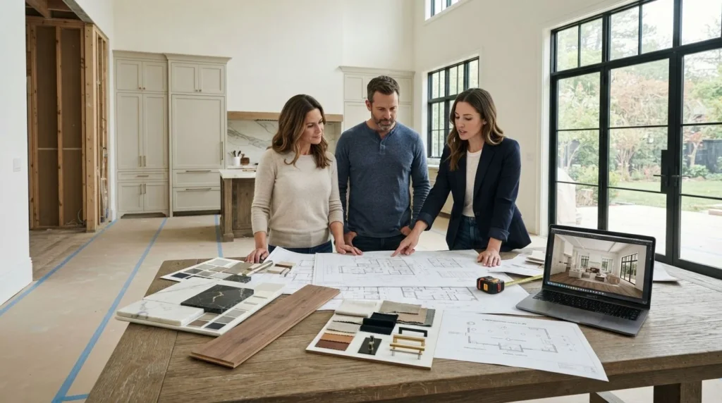 Professional interior designer planning a residential renovation project.
