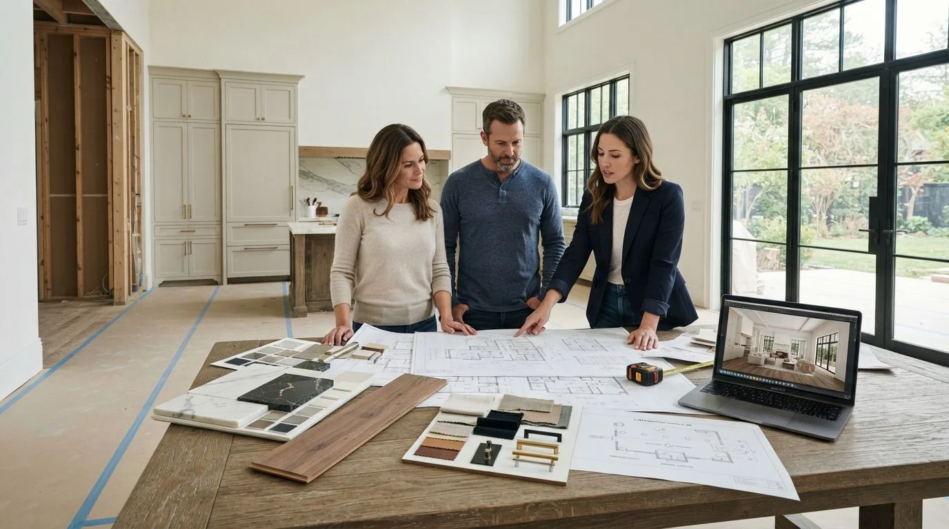 Professional interior designer planning a residential renovation project.