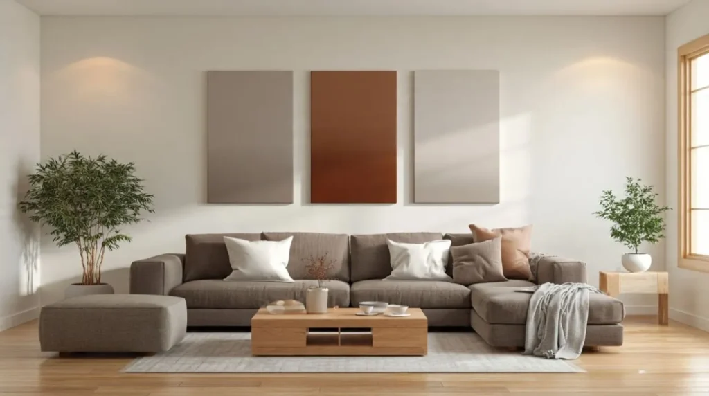 Simple modern living room showing basic home decor design and furniture