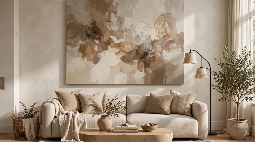 Modern wall art creating a stylish focal point in a living room