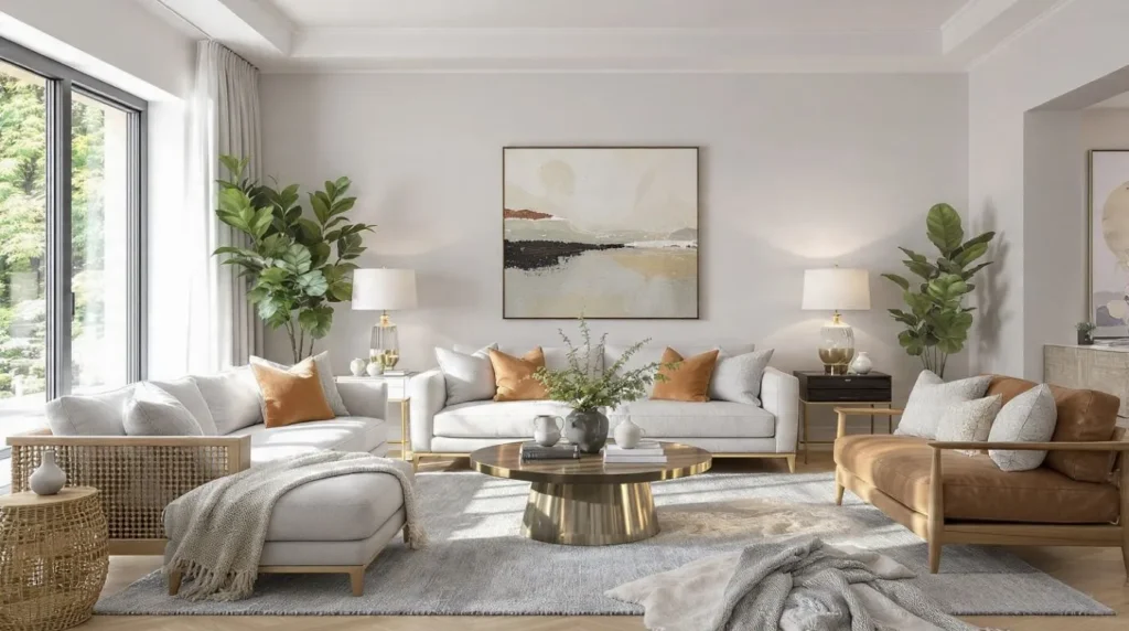 Balanced living room designed with professional interior styling techniques.