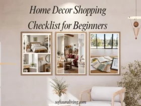 Home Decor Shopping Checklist for beginners featuring room-by-room decorating inspiration, furniture planning, and home styling essentials.