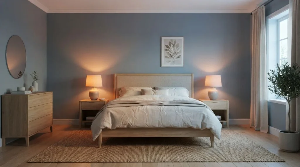 Bedroom showing how natural and warm lighting affects wall colors