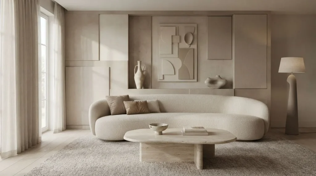 Try a Monochromatic Wall
For a sophisticated look, choose artwork and decorations from one color family. Mix different shapes and textures to keep the arrangement interesting while maintaining visual harmony.