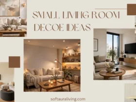 Small living room decor ideas featuring modern space-saving furniture, neutral color palette, floating shelves, and cozy Scandinavian-inspired interior design.
