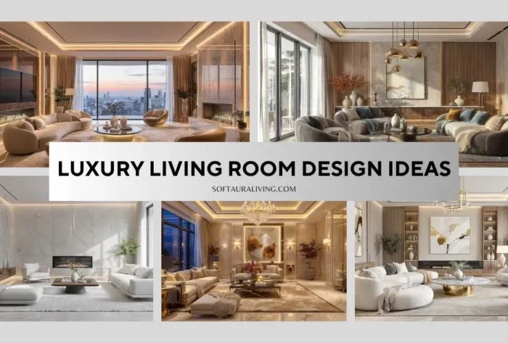 Luxury Living Room Design Ideas for modern homes featuring premium furniture, elegant lighting, marble finishes, and luxury decor.