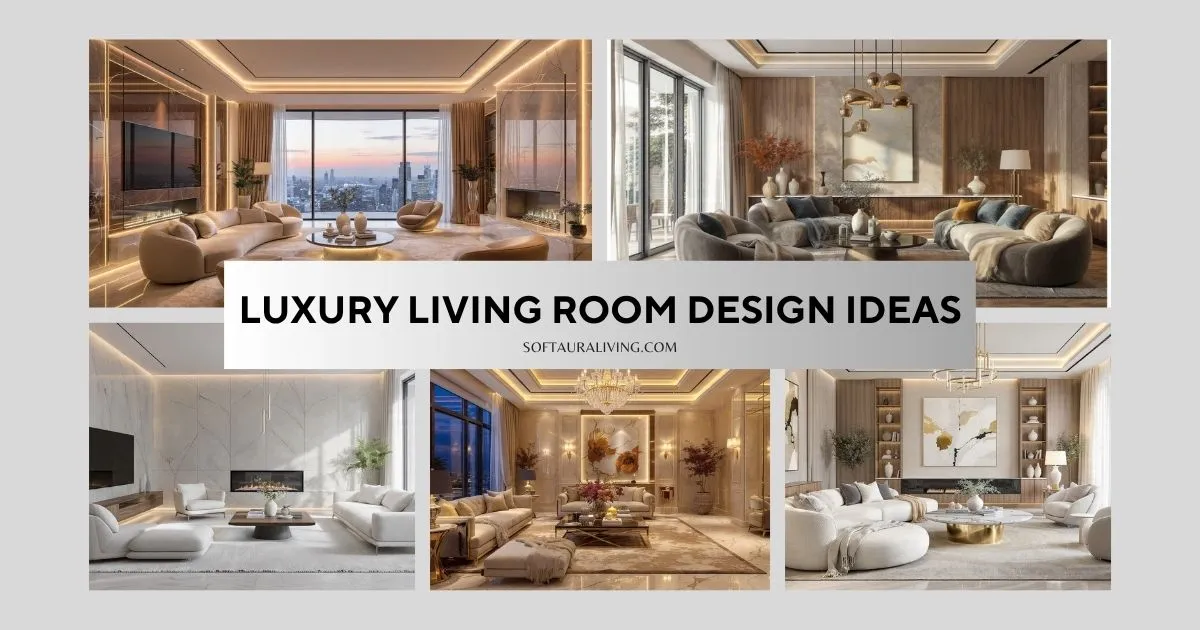 Luxury Living Room Design Ideas for modern homes featuring premium furniture, elegant lighting, marble finishes, and luxury decor.